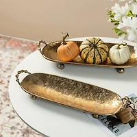 Glitzhome® Gold Oval Metal Decorative Trays Set