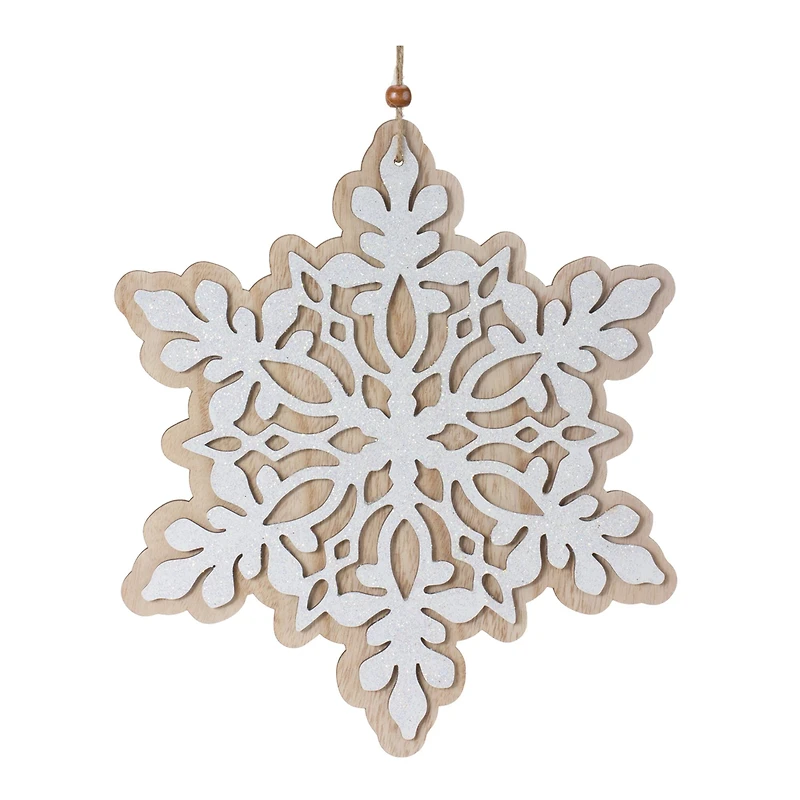 Layered Wood Snowflake Ornament Set