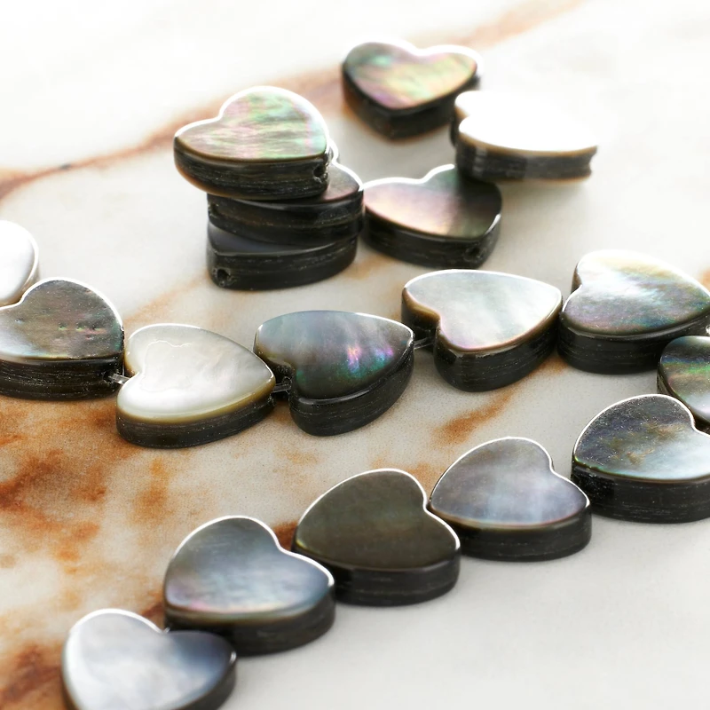 12 Pack: Gray Shell Heart Beads, 10mm by Bead Landing™