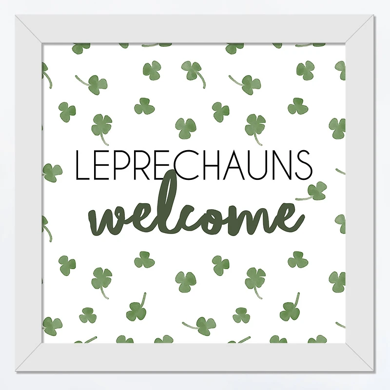 Leprechauns Welcome 16" x 16" White Framed Print Under Plexiglass