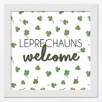 Leprechauns Welcome 16" x 16" White Framed Print Under Plexiglass