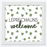 Leprechauns Welcome 16" x 16" White Framed Print Under Plexiglass