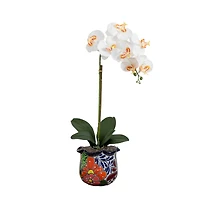 2ft. Artificial Orchid Arrangement in Handmade Mexican Talavera Ceramic Planter