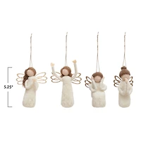 Hello Honey® 4 Pack 5.25" Wool Felt Angel Ornaments