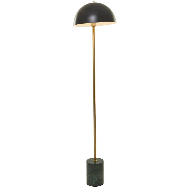 Black Metal Umbrella Style Floor Lamp with Marble Base 14" x 14" x 62"