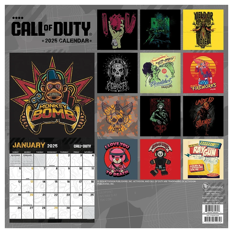 TF Publishing 2025 Call of Duty Wall Calendar