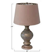 Hello Honey® 24" Natural Carved Wood Table Lamp with Cotton Shade