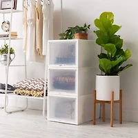 Iris® White Deep Box Chest With Sliding Door, 3 Pack