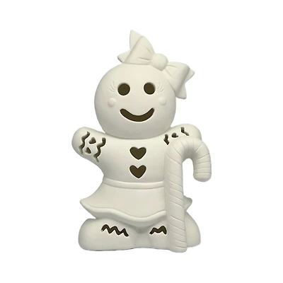 7.5" LED DIY Ceramic Gingerbread Cookie with Candy Cane Décor by Make Market®