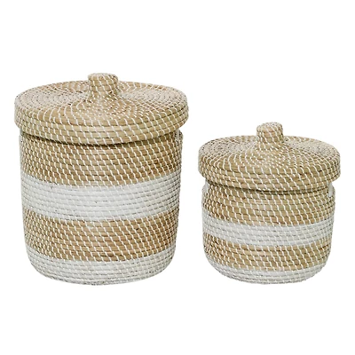 Brown Seagrass Natural Storage Basket Set