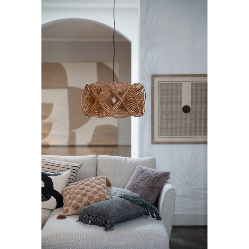 Hello Honey® 21" Natural Modern Woven Rattan Ceiling Light