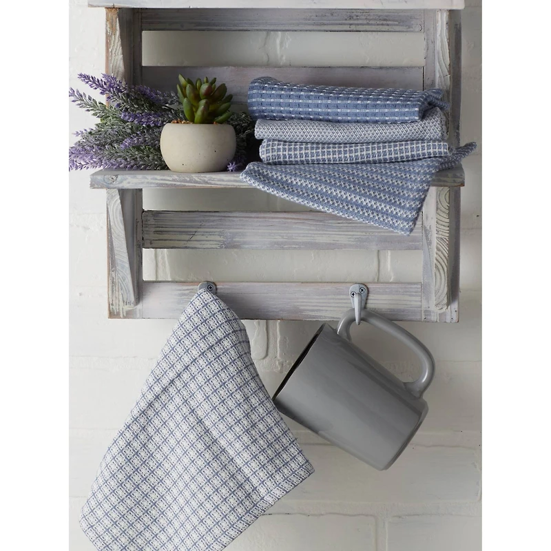 DII® Stonewash Mixed Pattern Blue Dishcloths, 5ct.