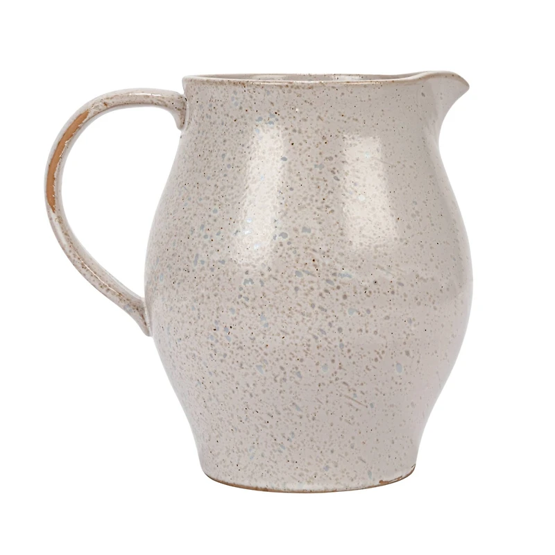 Hello Honey® 50oz. White & Black Reactive Glaze Flower Design Debossed Stoneware Pitcher