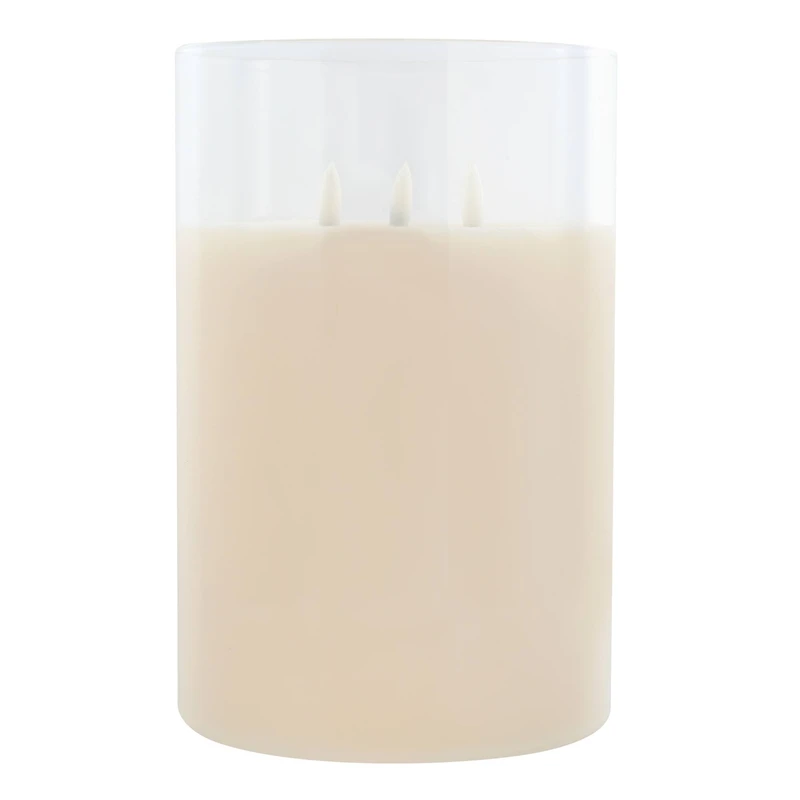 9" LED 3-Wick Flickering Glass & Wax Candle by Ashland