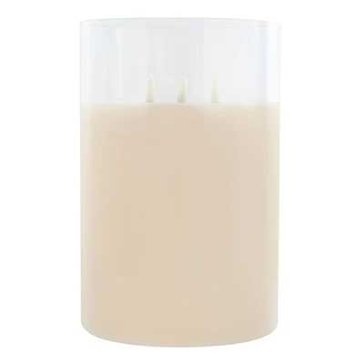 9" LED 3-Wick Flickering Glass & Wax Candle by Ashland