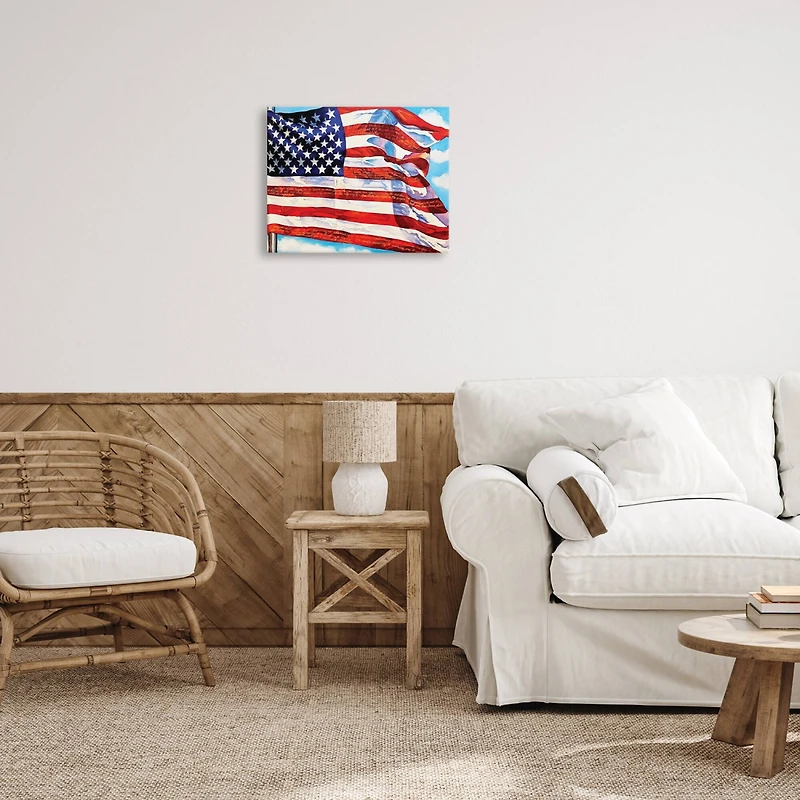 Stupell Industries Windblown American Flag Canvas Wall Art