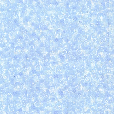 Fabric Traditions Swirls on Light Blue Glitter Cotton Fabric