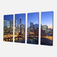 Designart - Chicago River with Bridges at Sunset