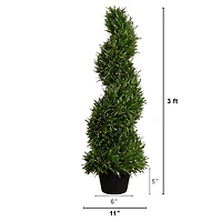 3ft. UV Resistant Artificial Rosemary Spiral Topiary Tree (Indoor/Outdoor)