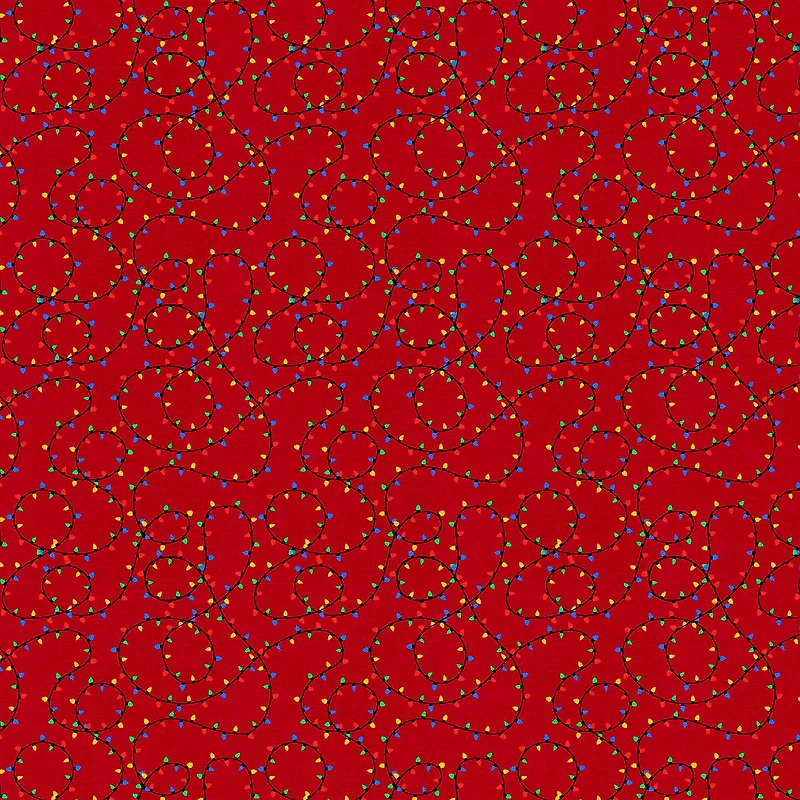 Fabric Editions Red Holiday Lights Cotton Fabric
