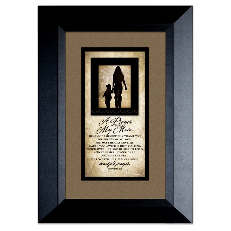 Mom Prayer Silhouettes Wood Framed Art