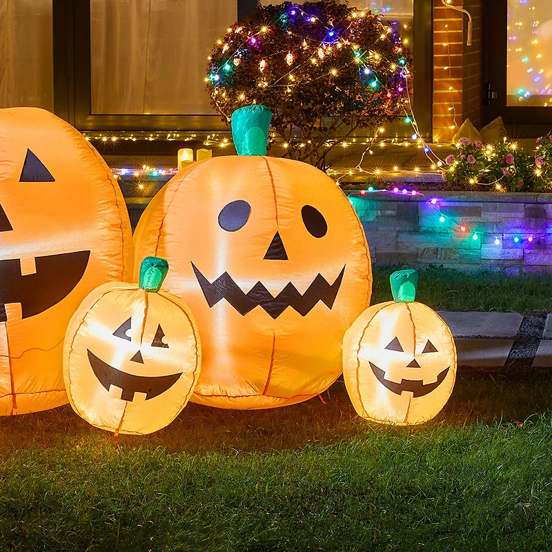 Glitzhome® 8ft. Lighted Inflatable Jack-O-Lantern Pumpkins Décor