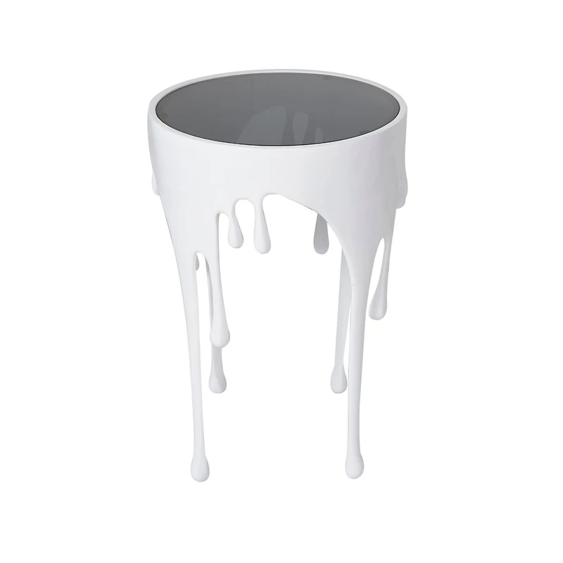 White Aluminum Drip Accent Table with Melting Designed Body
