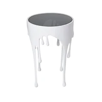 White Aluminum Drip Accent Table with Melting Designed Body