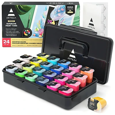 Arteza® 24 Color Gouache Paint Tubs