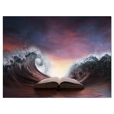 Designart - Bible and two large waves