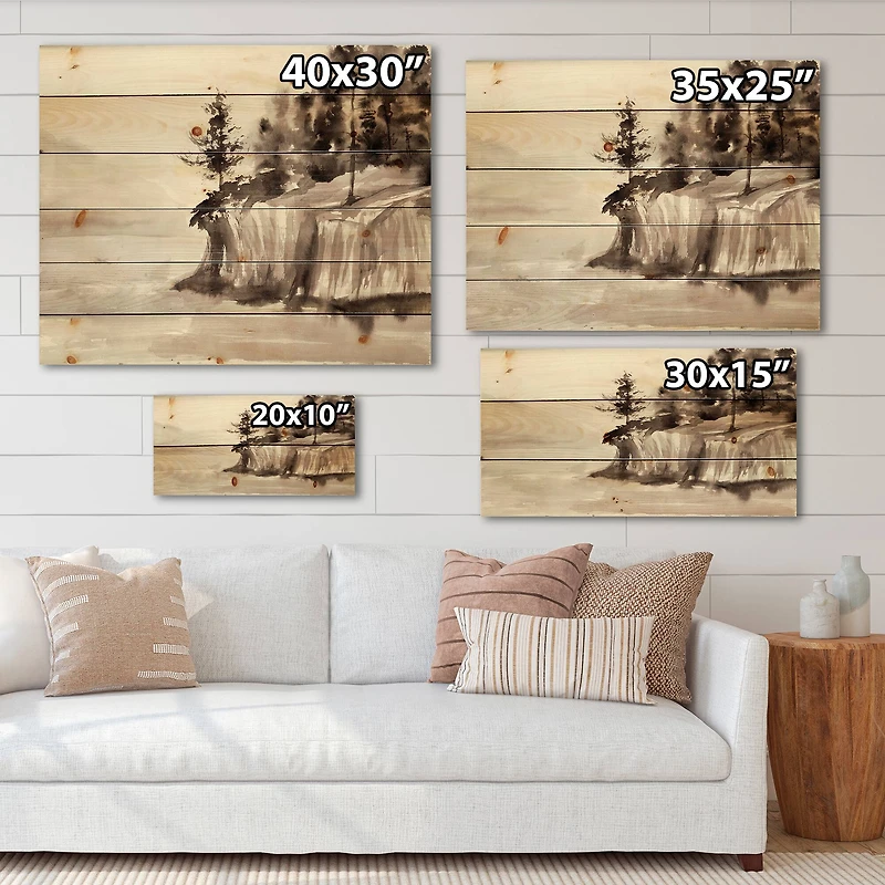 Designart - Monochrome Cliffs By The Lake