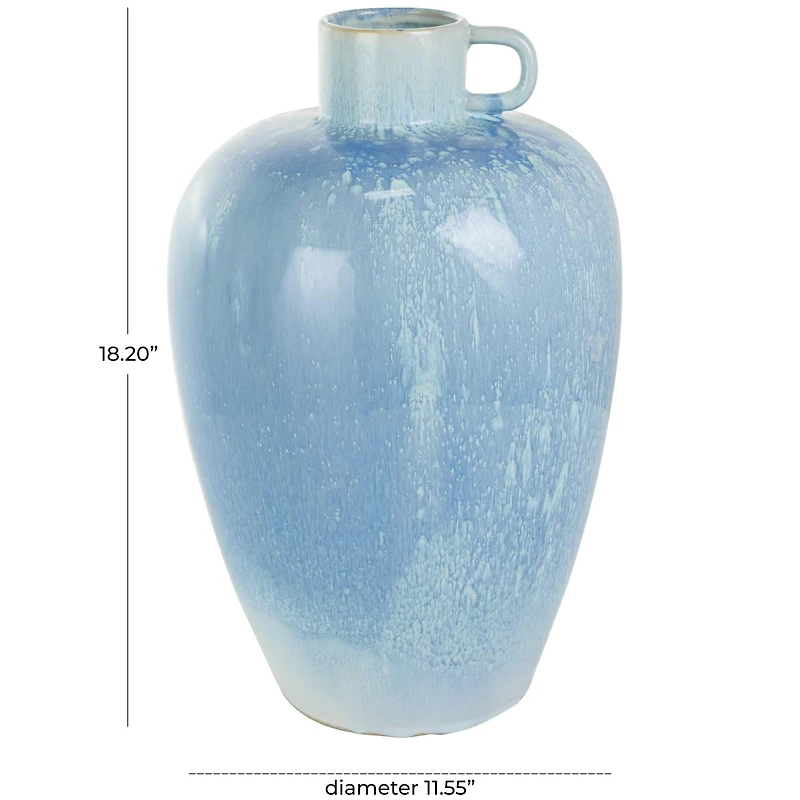 18" Blue Unique Textured Ceramic Ombre Vase
