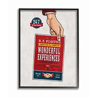 Stupell Industries Be Positive Comic Book Design with Black Frame Wall Accent