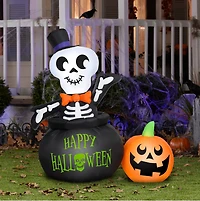 4ft. Airblown® Inflatable Halloween Skeleton in Cauldron with LED Lights
