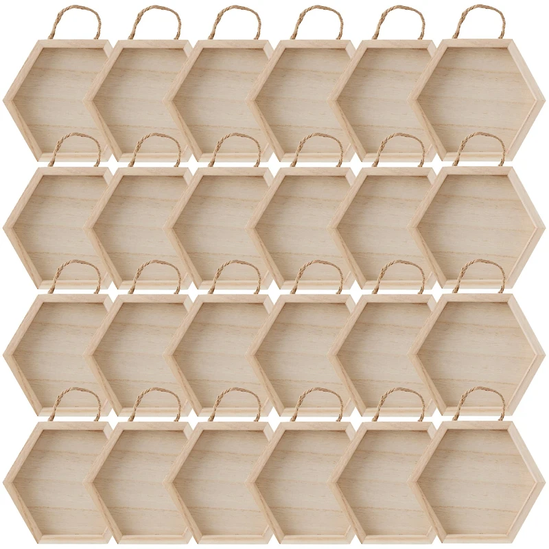 24 Pack: Wooden Hexagon 6" x 5" Shadow Box by Make Market®