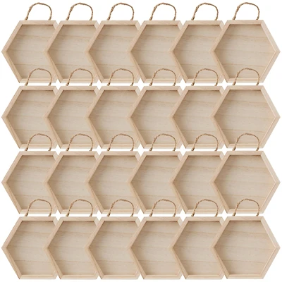 24 Pack: Wooden Hexagon 6" x 5" Shadow Box by Make Market®
