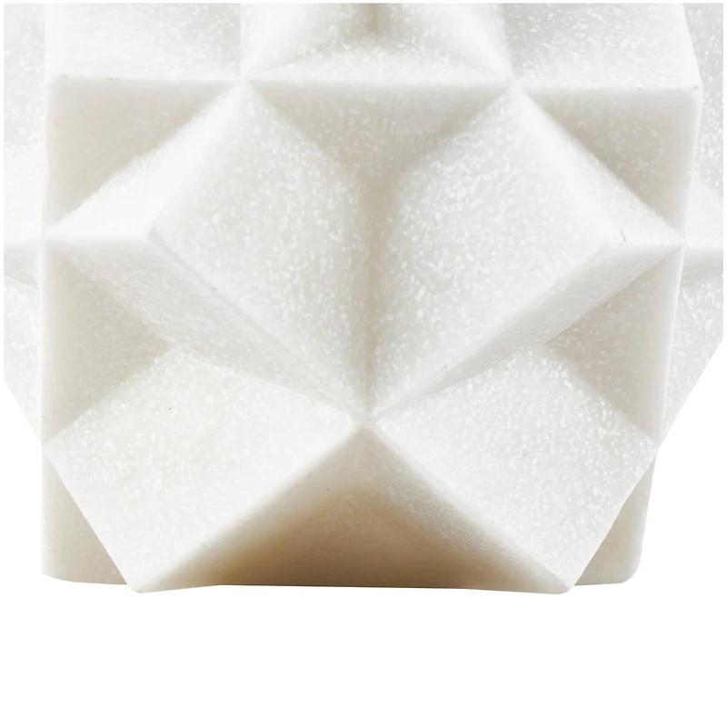 7" White Polystone Geometric Dimensional Ball Sculpture Décor