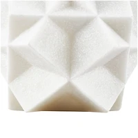 7" White Polystone Geometric Dimensional Ball Sculpture Décor