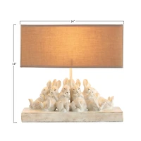Hello Honey® 14" White and Sand Rabbit Table Lamp with Rectangle Linen Shade