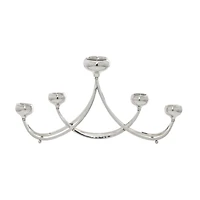Silver Stainless Steel Candlestick Holders, 15x28x5"