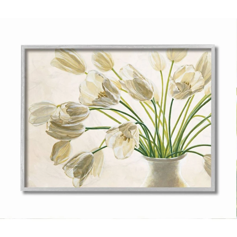 Stupell Industries White Tulip Bouquet Wall Art in Gray Frame