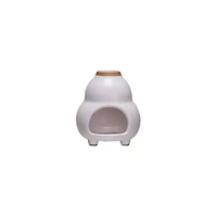 Hello Honey® 4.5" White & Brown Reactive Glaze Stoneware Footed Tealight Candle Holder