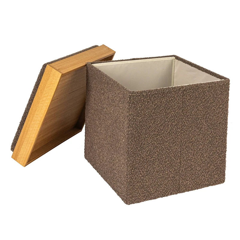 Household Essentials Versatile Boucle Ottoman with Hidden Storage