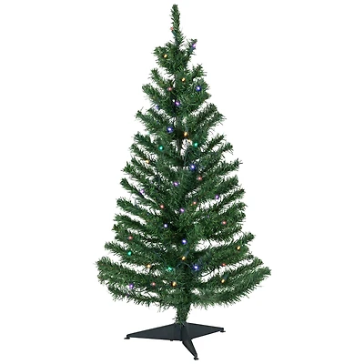 3ft. Pre-Lit Medium Mixed Classic Pine Artificial Christmas Tree, Multicolor LED Lights