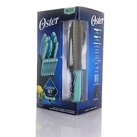 Oster Steffen 14-Piece Blue Stainless Steel Cutlery Set with Storage Block