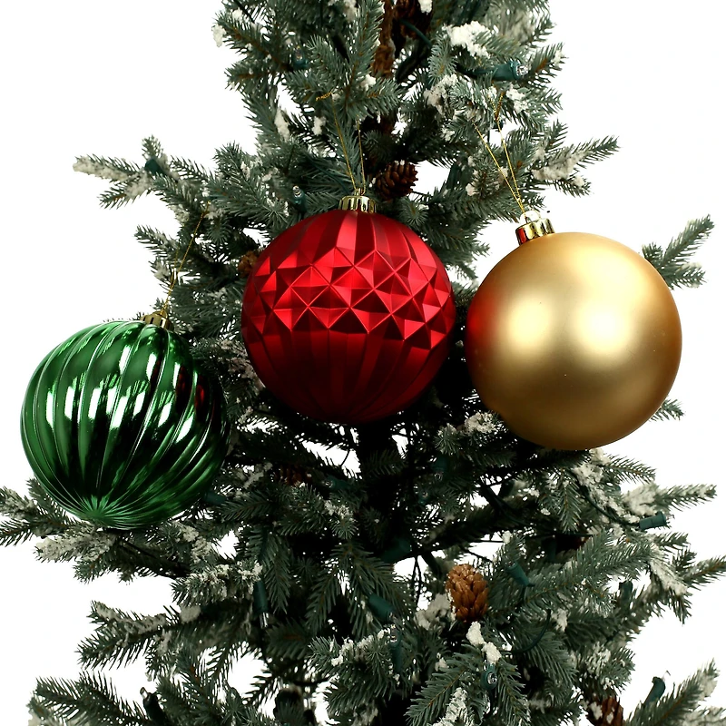 5 Pack 150mm Red, Green & Gold Shatterproof Ball Ornaments by Ashland®
