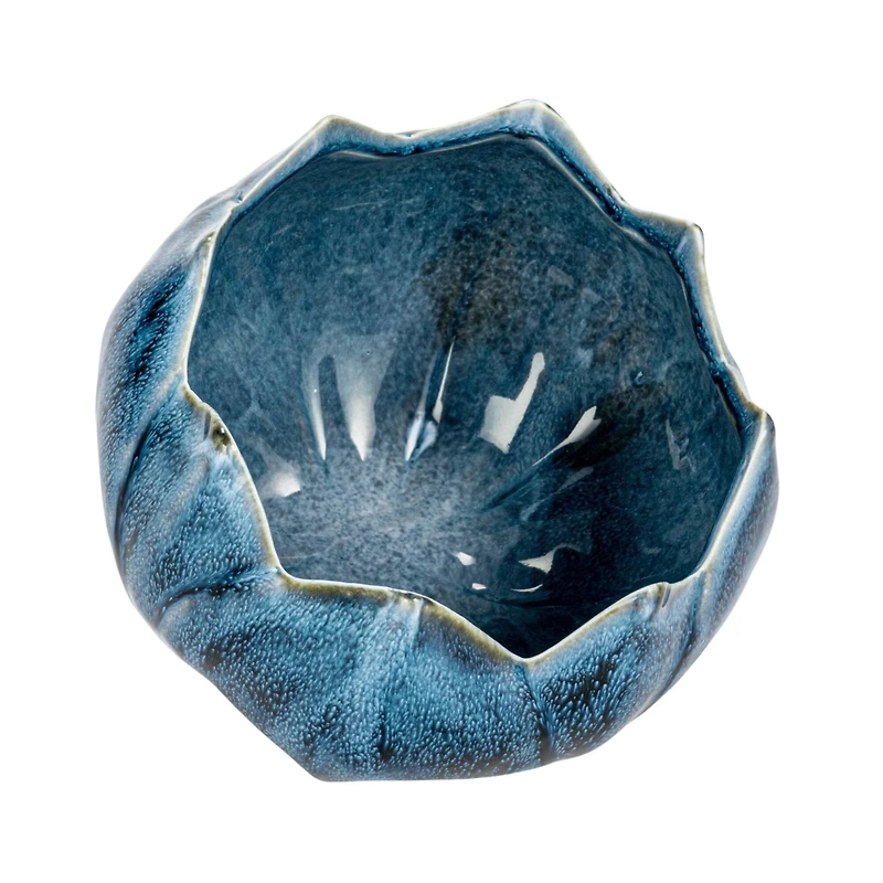 Hello Honey® 7" Blue Reactive Glaze Scalloped Edge Stoneware Planter