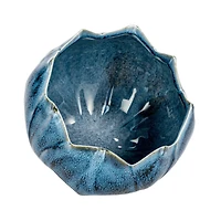 Hello Honey® 7" Blue Reactive Glaze Scalloped Edge Stoneware Planter