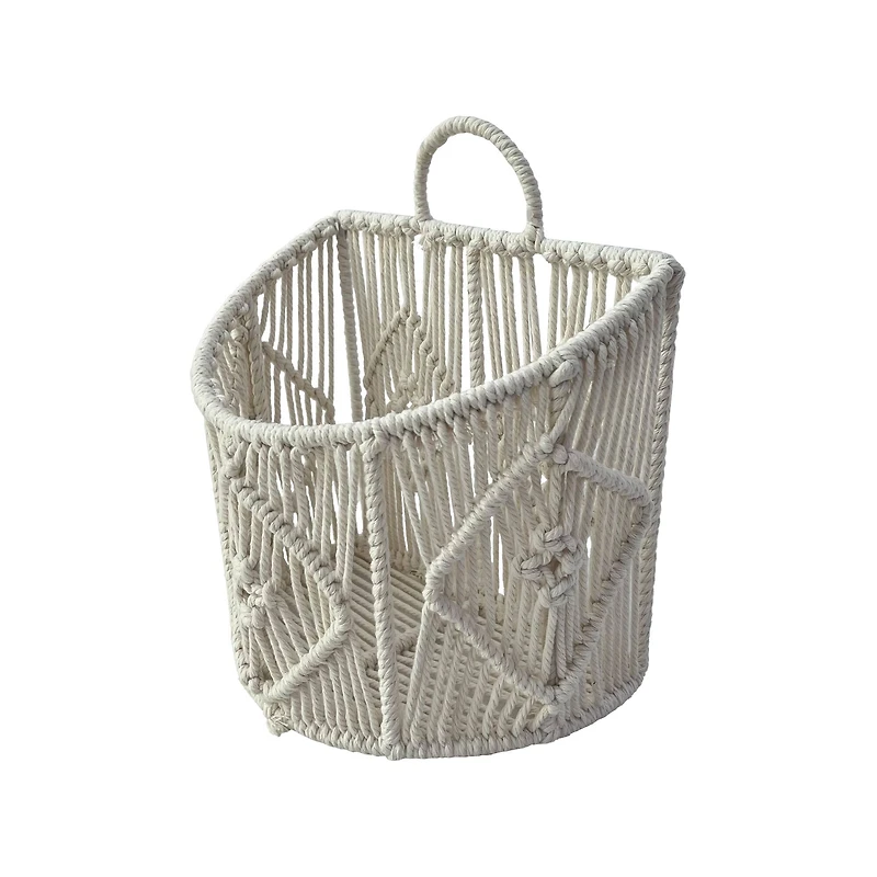 Small White Macrame Hanging Basket by Ashland®
