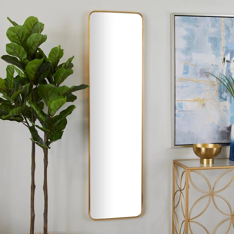 Gold Metal Glam Wall Mirror, 16" x 2" x 59"